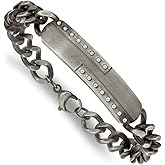 The Black Bow Mens 12mm Gun Metal Plated Stainless Steel Matte I.D. Bracelet, 9 Inch