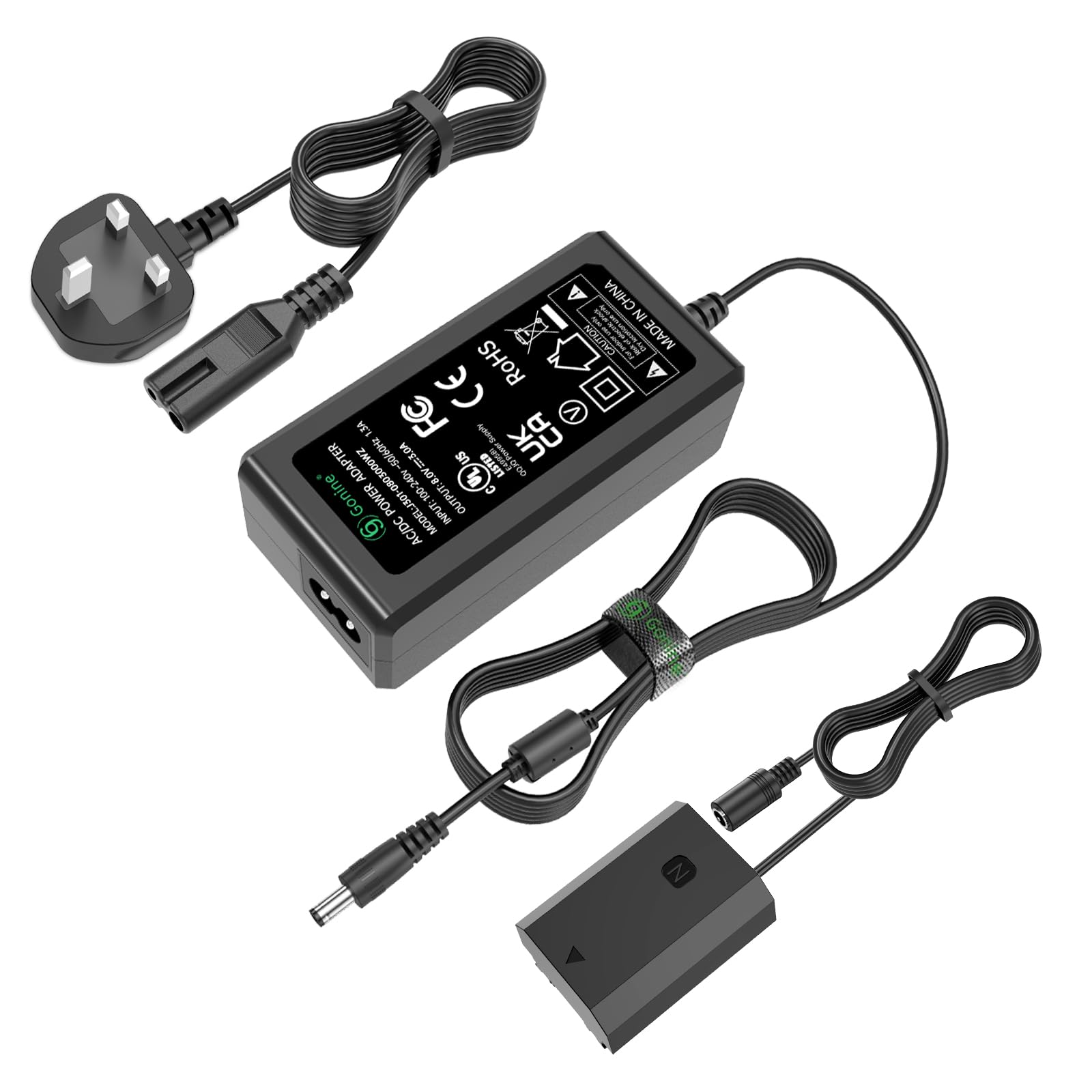 Gonine NP-FZ100 A7III A7IV Dummy Battery Power Supply Adapter Kit for Sony A7 III, A7 IV, A7S III, A7R III, A7R IV, A7R V, A7C, A1, A9, A9 II, A6600, A6700, FX3, FX30, ZV-E1 ZV-E10 II Cameras