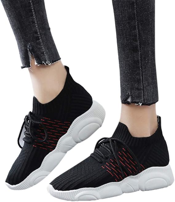 Amazon Co Jp Yeyamei スニーカー レディース 幅広 ウェッジスニーカー 超軽量 通気性 アスレチック ウォーキング ランニング ジムシューズ Us サイズ 5 5 カラー ブラック 服 ファッション小物