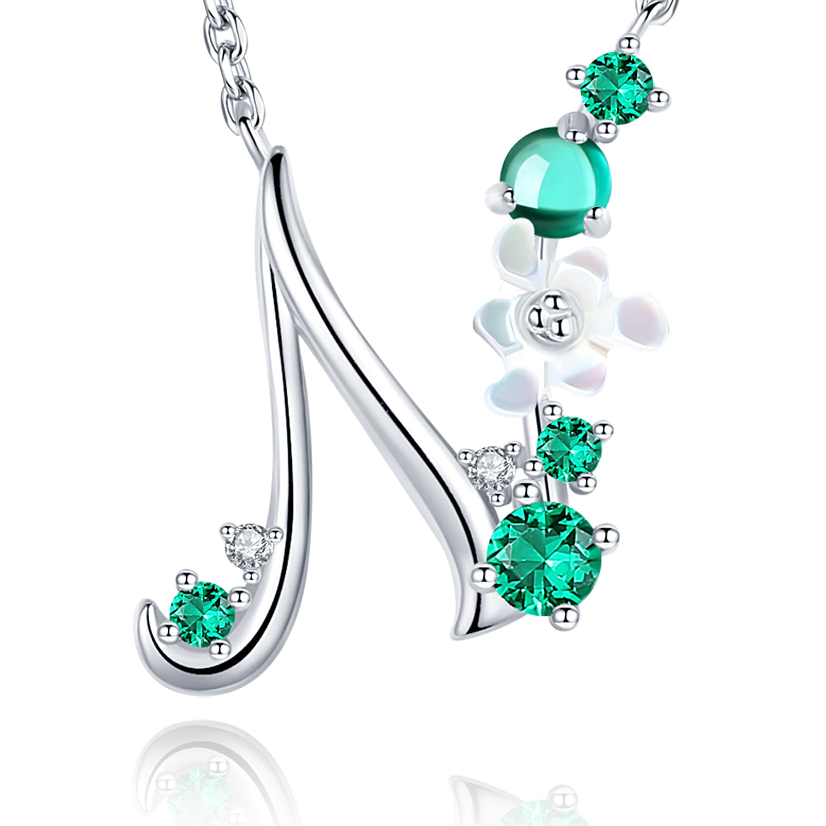 VIKI LYNN Letter N Initial Necklace 925 Sterling Silver Cubic Zirconia Personalised Alphabet Charm Pendant Necklace for Girls โ image 1