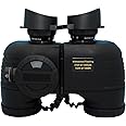 Hooway 7x50 HD Waterproof Military Marine Binoculars w/Internal Rangefinder & Compass for,Bird Watching,Boating and More(Black)