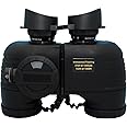 7x50 HD Waterproof Military Marine Binoculars w/Internal Rangefinder & Compass for Bird Watching,Boating and More(Black)