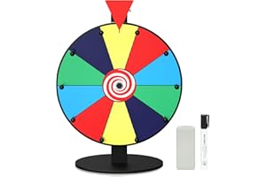 ENAYPLON 12 Inch 10 Slot Prize Wheel, Spinning Wheel for Prize, Prize Wheel Spinner with Stand, Tabletop Spinner Wheel with Dry Erase Markers and Eraser, Carnival Spin Wheel for Trade Show, Fortune Spin Game