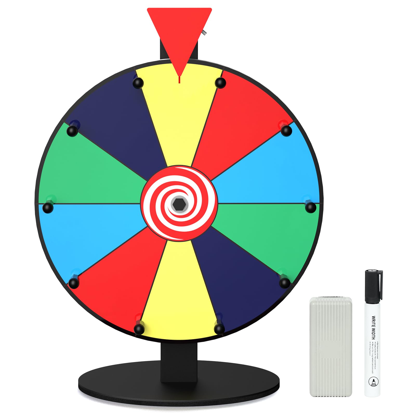 Photo 1 of 12 Inch 10 Slot Prize Wheel, Spinning Wheel for Prize, Prize Wheel Spinner with Stand, Tabletop Spinner Wheel with Dry Erase Markers and Eraser, Carnival Spin Wheel for Trade Show, Fortune Spin Game
