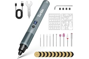 Tarlido Electric Engraving Pen, Mini Cordless Rotary Tools, USB-C Rechargeable Etching Pen, 4V/1200mAh DIY Engraver Machine for Metal, Wood, Glass, Plastic,2 Stencils, Dark Grey