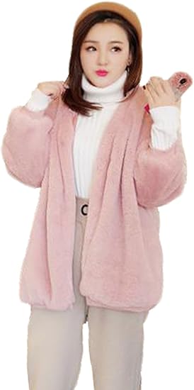 Amazon Shunyi 冬服 フェイクファー 毛皮 長袖 ジャケット カーディガン カジュアル レディース コート モコモコ きれいめピンクf コート ジャケット 通販