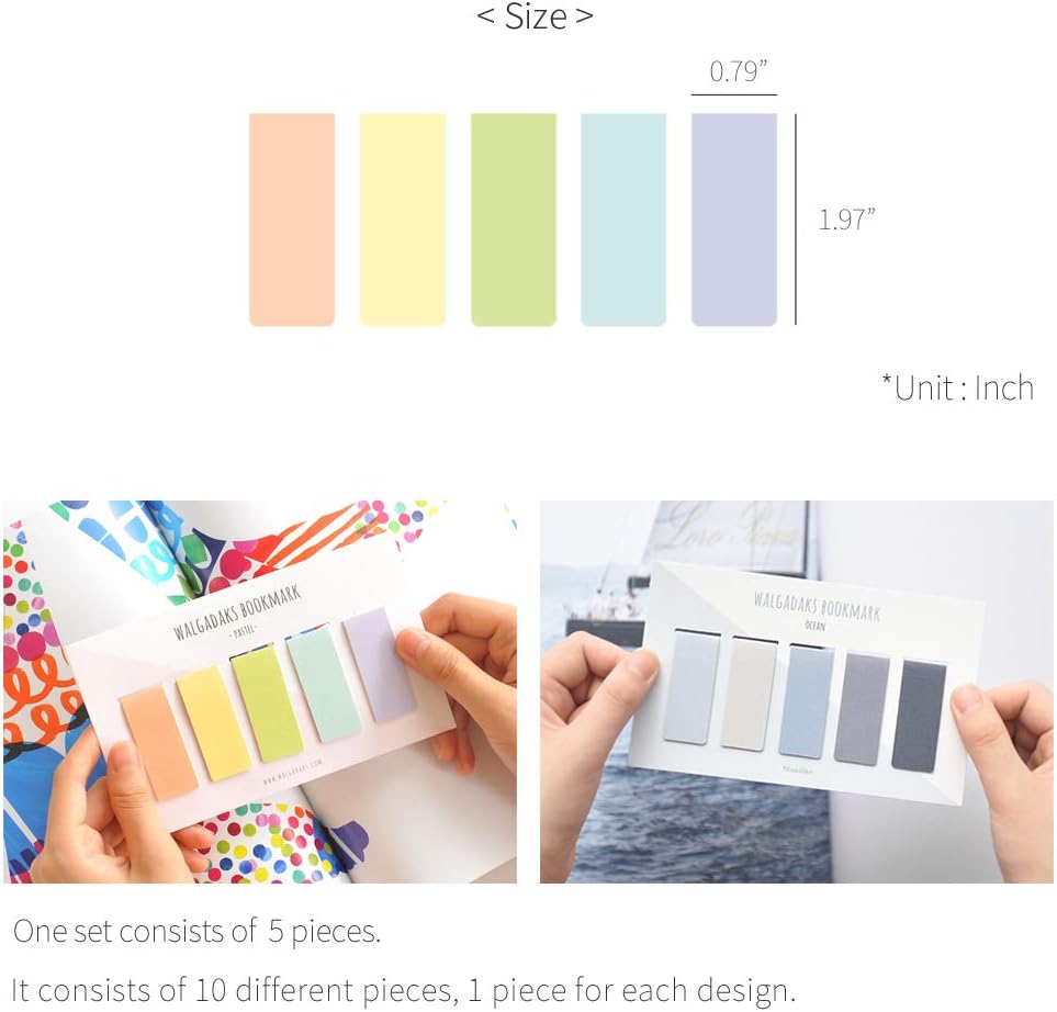 Monolike Magnetic Bookmarks Paster + Ocean, 10 Pieces, Blue,Gray,Purple,Green, Package size : 6.10x3.74x0.15 (cm) - Image 5