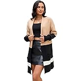 Aetosophis Women's Cable Color Block Knit Cardigan Sweaters Casual Open Front Loose Outerwear Coats with Pockets