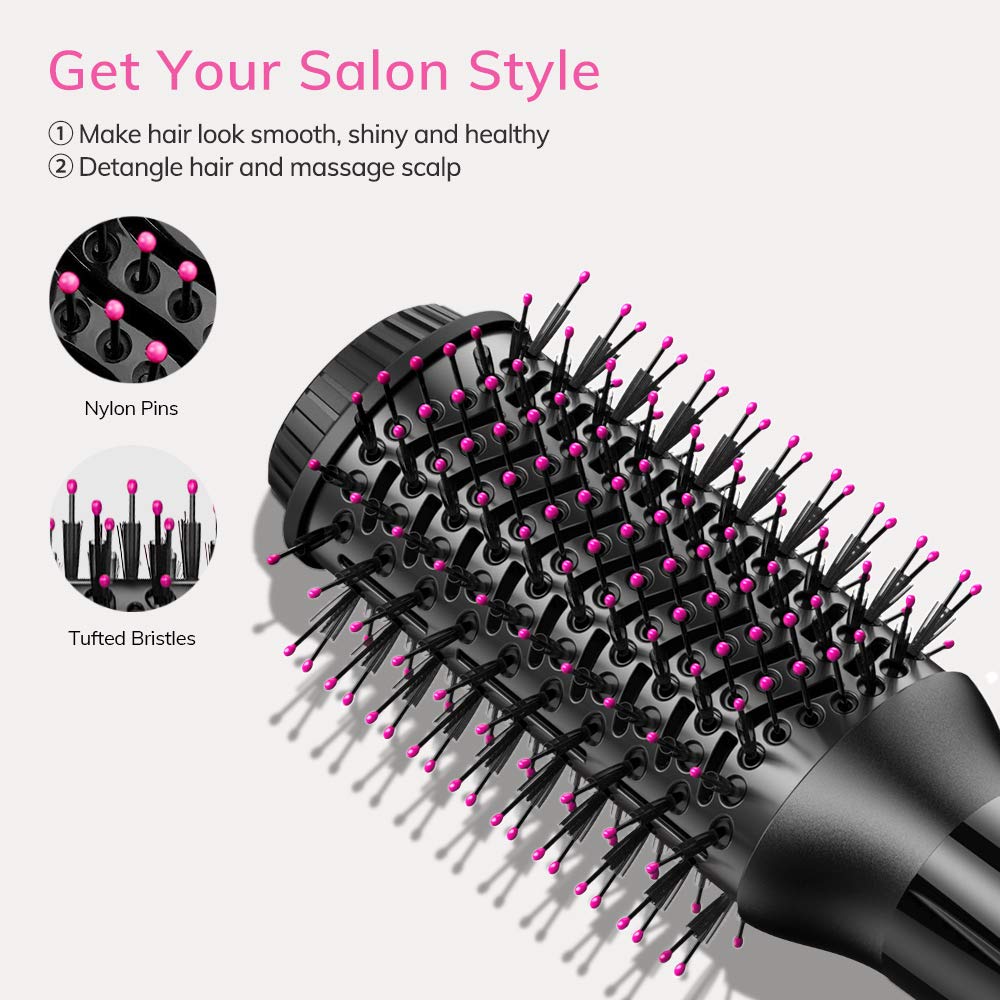 AEVO Hot Air Brush, Combination Hair Dryer Brush & Volumizer, Large Brush Surface, 4-in-1 Hair Dryer, Styler, Curler, Straightener [3 Modes], Black : Beauty