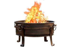 EcoNook 36 Inch Fire Pit with Grill & Lid, Fireplace & Round Table & BBQ 3 in 1 Fire Pit,Heavy Duty Wood Burning Fire Pits for Outside with Fire Poker, Waterproof Cover & Log Grate