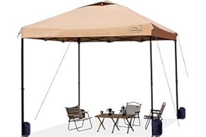 KAMPKEEPER 10x10 Pop Up Commercial Canopy Tent - Waterproof & Portable Outdoor Shade with Adjustable Legs, Air Vent, Carry Bag & Sandbags(Khaki)