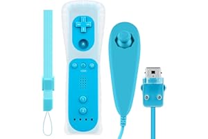 OSTENT Motion Sensor Remote Controller + Wired Nunchuck Combo for Nintendo Wii Console Color Blue