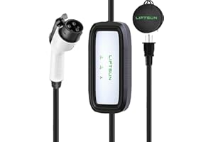 LIFTSUN Portable EV Charger Level 1, 15Amp 110V, Electric Vehicle Charger with 21Ft Cable,NEMA 5-15P for Plug-in Home EV Charging Station,Compatible with SAE J1772 EVs and Tesla(Adapter Required)