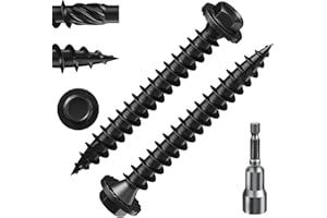 WENSILON (1 lbs 43PCS)#12 x 2 Black Hex Exterior Lag Screws, 5.5x50mm,Structural Wood Screw, Heavy Duty Construction Screw, Rust Resistant, Washer Head, Black Coated Exterior Wood Screws