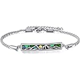 AXOMY Sterling Silver Bracelet Tree of Life/Sunflower/Turtle/Turquoise/Opal/Moon Phase Abalone Shell Bar Pendant Jewelry for Women