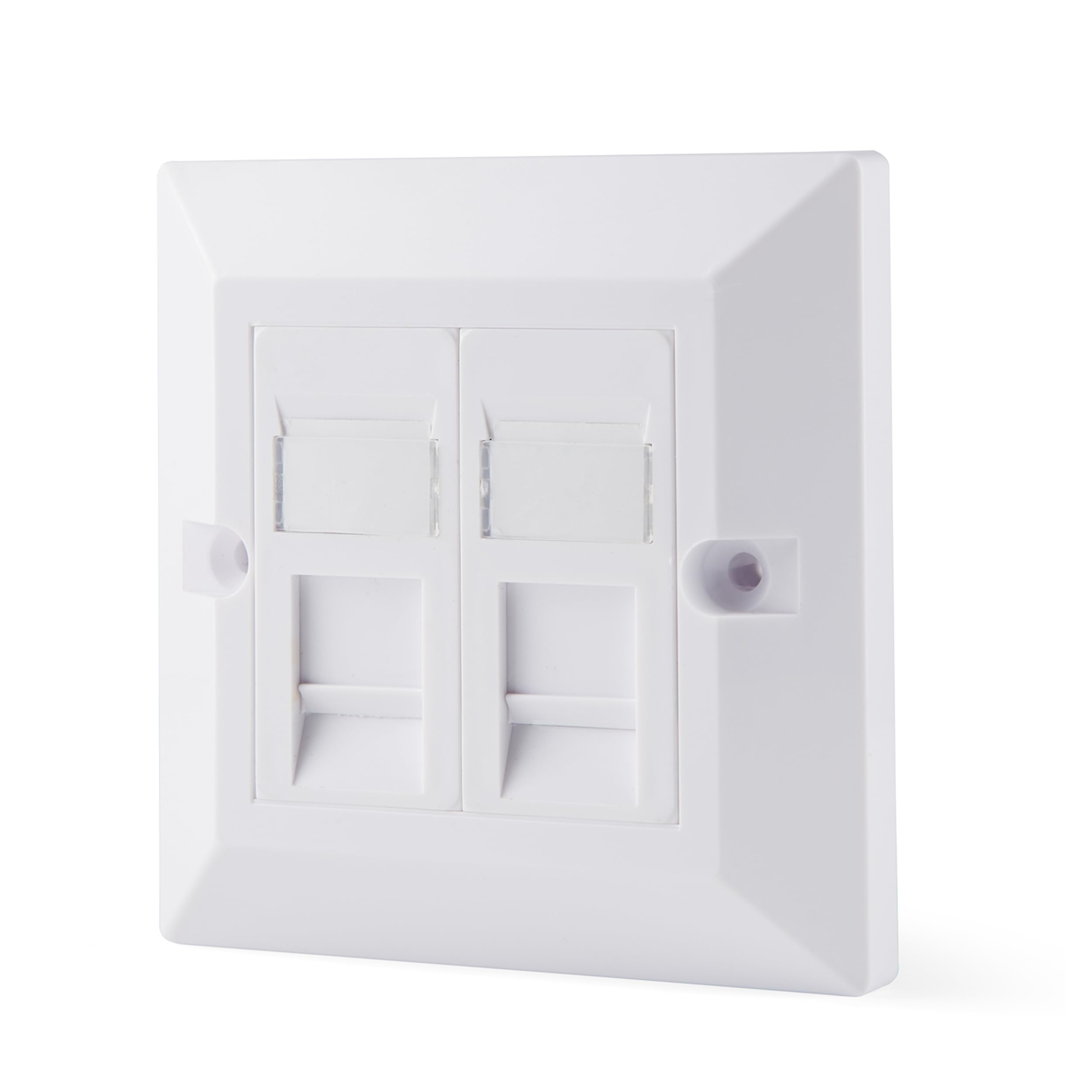 rhinocables CAT6 Ethernet Faceplate | Single 1, Double 2 & Quad 4 RJ45 Gang Wall Sockets | CAT 6 Setup for Printers, VoIP, Phones & More | Network Expansion for Home or Business (2 Port,Pack of 1)