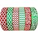 Christmas Ribbon 6 Yards(6 X 1 Yard) 1 Inch Red Green Grosgrain Ribbon Christmas Festival Pattern Printed