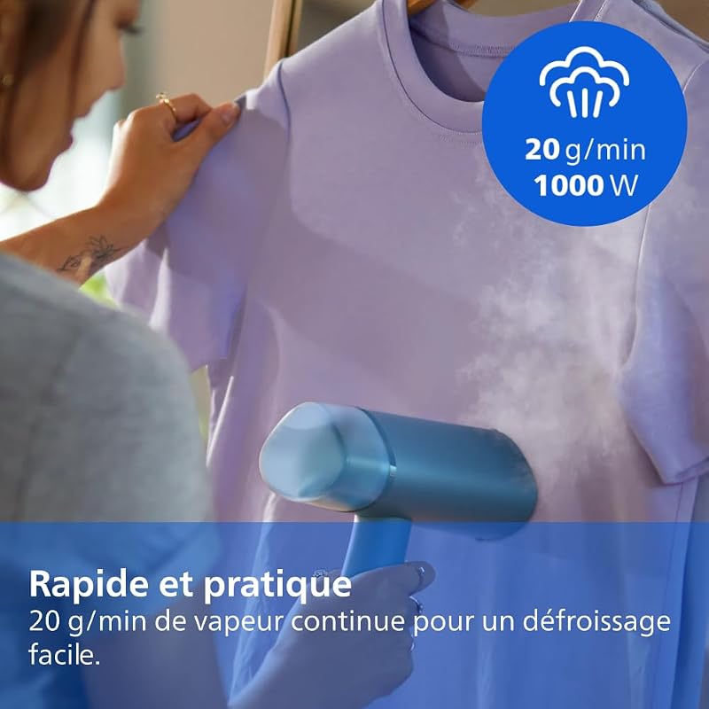 défroisseur à main 3000, 20 g/min, 1000W, pliable et compact, Bleu