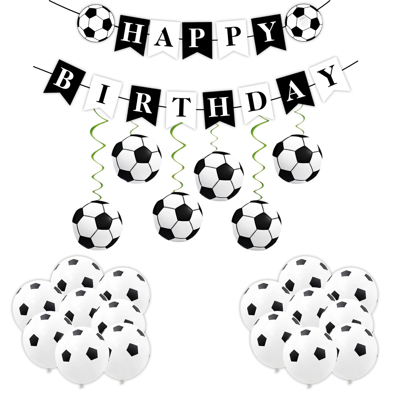Complete Set Football Birthday Decorations Include 1 Banner 6 Tassels 18 Balloons, Football Birthday Banner for Party Celebrations and Themed Events