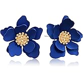 WIKMAB Bohemian Alloy Flower Matte Flower Floral Lightweight Dangle Drop Earrings Boho Daisy Shaped Earrings for Women