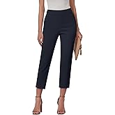 GRAPENT Capri Pants for Women High Waisted Pull On Dress Pants Slim Straight Leg Stretchy Waist Capris Trousers Pants