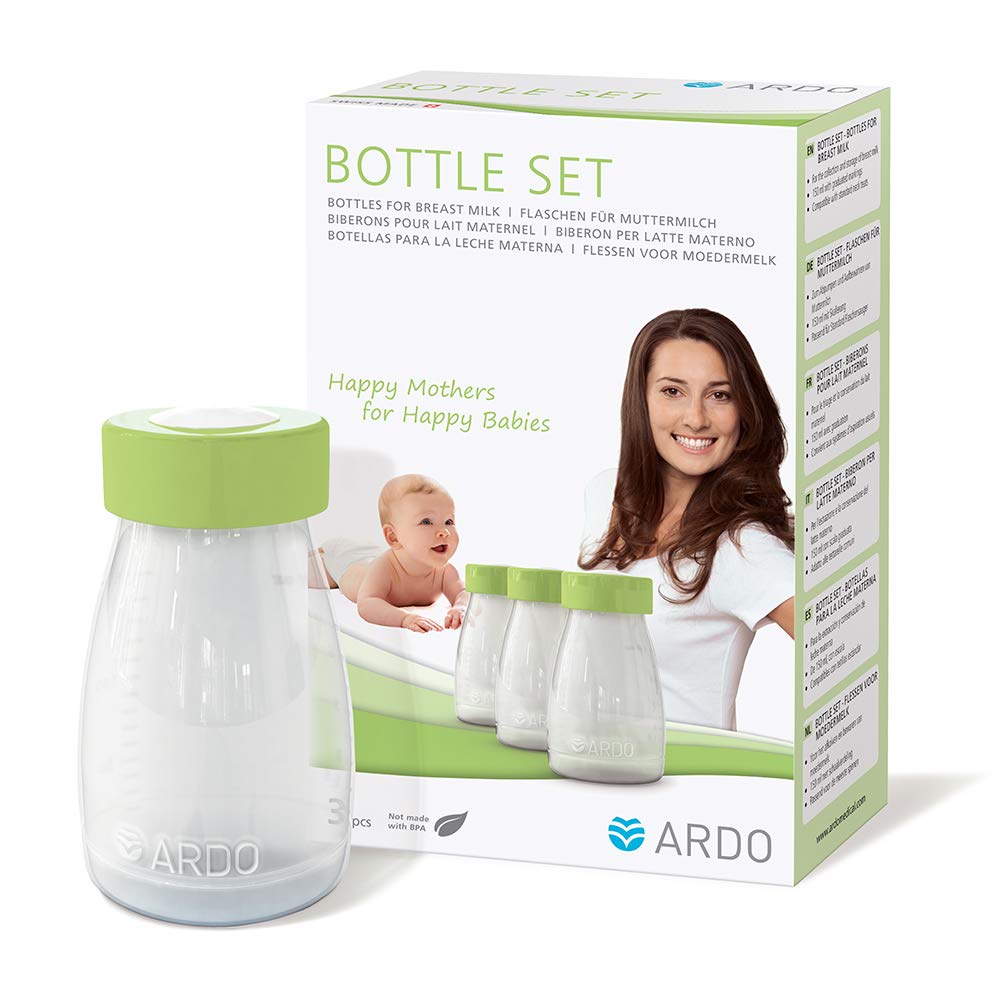 Ardo Bottle Set – Hochwertige Flaschen zur hygienischen Aufbewahrung von Muttermilch – Passend für Standard Flaschensauger – 3 Muttermilchbehälter