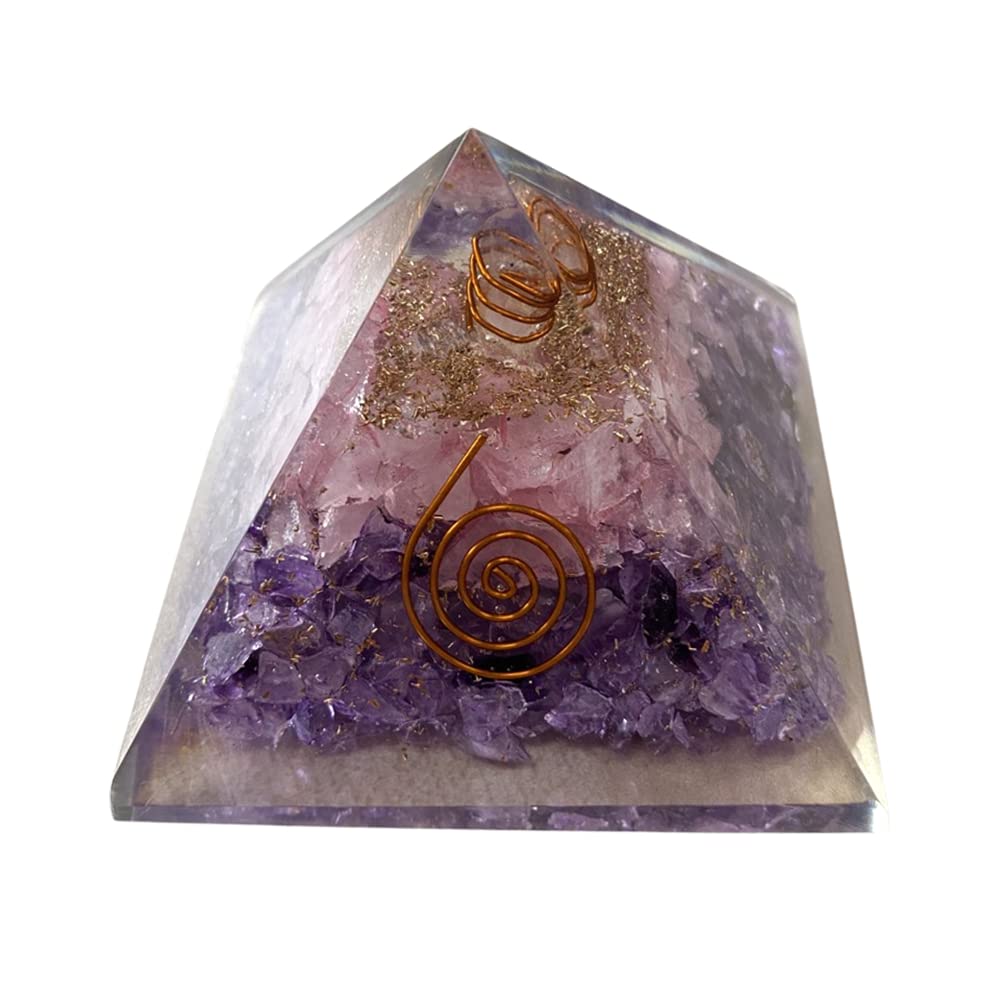 VIE Naturals Orgone Reiki Healing Pyramid, Rose Quartz & Amethyst, 7.5cm — image 1