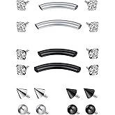 FECTAS Internal Threaded Eyebrow Rook Piercing Jewelry 16G Earrings 8/10mm Vertical Labret Lip Jewelry Curved Barbell Eyebrow Rings Tiny Small Belly Rings Ear Rook Helix Conch Daith Piercing Jewelry