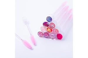 i-Laesh 10 Pcs Lash Brush Eyelash Brushes for Eyelash Extensions Spoolies Cleaning Mascara Wands Tube Diamond Disposable Makeup Tool Applicator Set Sanitary Extension Supplies (Pink Mix)