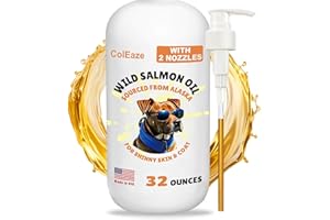 COLEAZE Salmon Oil for Dogs, Fish Oil for Cats, 32oz Salmon Oil for Dogs Skin and Coat Fish Oil Supplements with Vitamin D, EPA + DHA for Itchy Relief, Immune Support for Joints & Heart, Dry Skin & Allergies