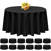 12 Pack Round Tablecloth 120 Inch - Black Polyester Table Cloth, Premium Stain and Wrinkle Resistant Washable Fabric Table Cover for Wedding Party Banquet Restaurant Reception
