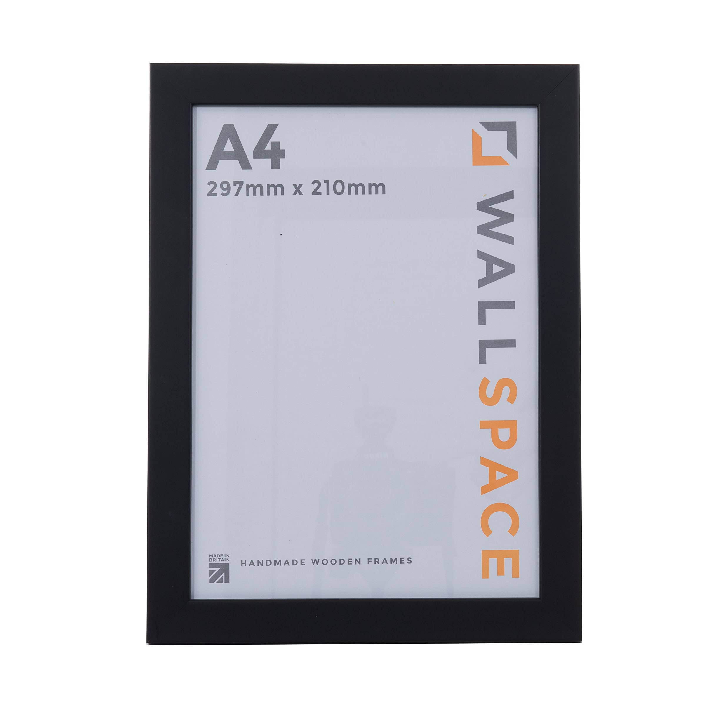 Wall Space A4 Black Picture Frame | Black A4 Photo Frame | 297x210mm | 297 x 210mm | 29.7x21.0cm | Solid Wood Wooden with Real Glass | Handmade in UK | Certificate Diploma — image 1
