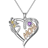TACBSP Mother Necklace for Women I Love You Mom Necklace Heart Pendant Mom Necklace Mom Birthday Mother's Day Jewelry Gifts for Women