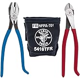 Klein Tools 80081 Ironworker Pliers Kit, 3-Piece | Ironworker's Diagonal Cutting Pliers, Heavy-Duty Side Cutters and Flame Resistant Canvas Tool Bag