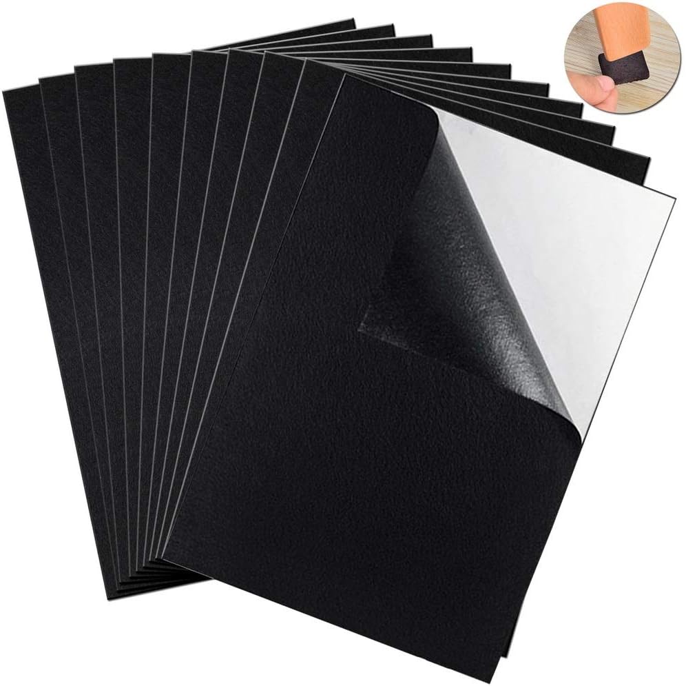 pengxiaomei 10 Pieces Black Felt Sheets, Sticky Back Felt Fabric Sticky