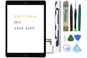 DEDYEL Dedia Black Touch Screen Replacement for iPad 5/iPad air 2013 9.7 inch, A1474 A1475 A1476 Digitizer Glass Assembly with Home Button + Pre-Installed Adhesive + Tool kit