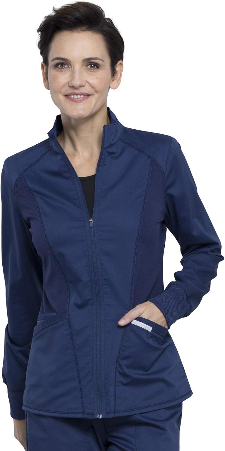 CHEROKEE Workwear WW Revolution Zip Front High-Low Jacket WW301: Clothing