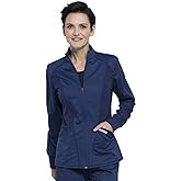 Cherokee Scrub Jacket for Women Zip Front High-Low Medical Uniform, 3 Pockets, Mesh Detail, Ultra Soft 2-Way Stretch – WW301