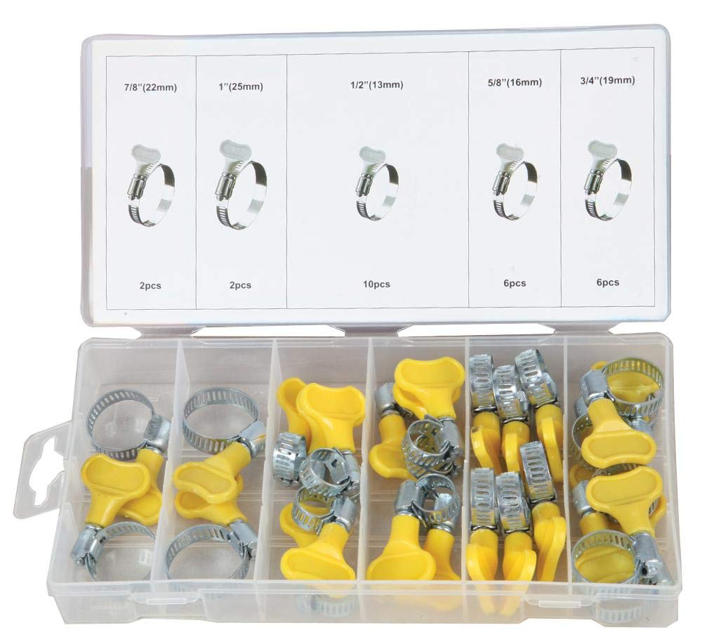 Duratool Hose Clip Thumbturn Assortment Pack – 26pc, Automotive & General Use, 13-25mm – D01883