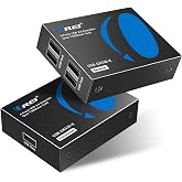 OREI USB 2.0 Extender Over Ethernet up to 330 Feet, USB Over Cat6, HDCP 2.2 | HDMI Extender Over CAT5 &ndash; 480Mbps USB 2.0, 4 USB-A Ports, Switch Relay Support Hot-Plugging ESD Surge Protection Plug &amp; Play