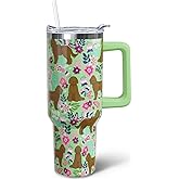 puhnhsv 40 oz Goldendoodle Tumbler with Handle, Insulated Stainless Dog Tumbler Coffee Travel Mugs Cup Water Bottle Golden Doodle Lovers Gifts for Women Girls