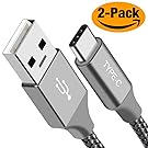 BrexLink USB Certified Type C Cable, USB C to USB A Charger (6.6ft, 2 Pack), Nylon Braided Fast Charging Cord for Samsung Galaxy S9 S8 Note 8, Pixel, LG V30 G6 G5, Nintendo Switch, OnePlus 5 3T (Grey)