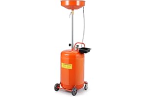 GAOMON 20 Gallon Waste Oil Drain Tank, Portable Air Operated Drainer with Adjustable Funnel Height 38"-65", Portable Oil Drain Container,15" Funnel Fluid Fuel Transfer Drainage with 360° Wheels & Toolbox