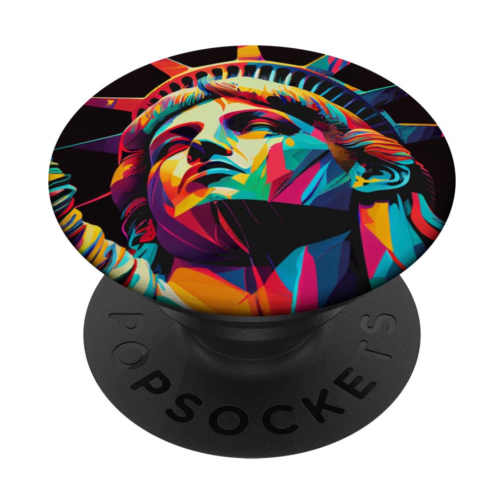 Statue of Liberty New York City Colorful Illustration PopSockets Swappable PopGrip