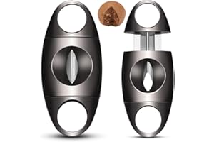 HANCIGAR Cigar Cutter Stainless Steel V-Cut Cigar Cutter Portable Cigar Guillotine as a Gift for Men (Black)