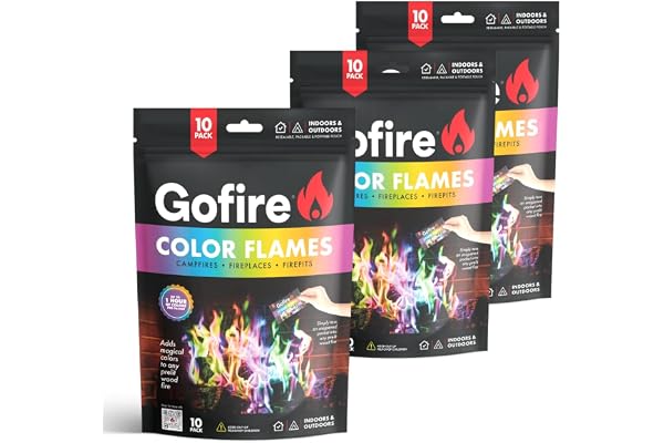 Color Flame Packets - Safe for Indoor & Outdoor Use - 1 Hour Burn for Campfires, Fireplaces, Firepits - No Need to Open Just