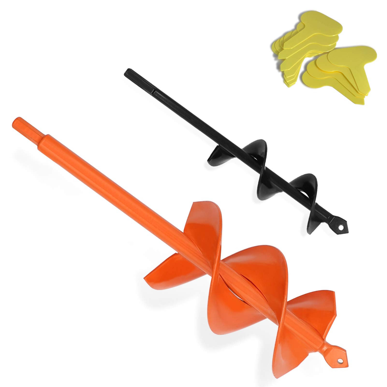 Garden Auger Spiral Drill Bit - 4x22 & 8x30, Bulb Planter & Post Hole Digger, Solid Shaft for Hex Driver Drill