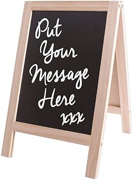 HOMIES INTERNATIONAL Childrens Drawing Blackboard Graffiti Message Double-Sided Bracket Type Folding Solid Wood Writing Board with Chalk and Eraser (Small 30 x 20 x 19 cm)