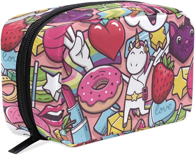 Makeup Pouch Unicorn Rainbow Pride Mini Makeup Bag Organizer Travel Zip Toiletry Bag Small Cosmetic Train Case Beauty Bag for Teens Girls Women