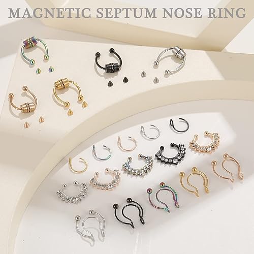 iF YOU Fake Nose Ring, Faux Nose Cuffs, Fake Septum Nose Ring Pack